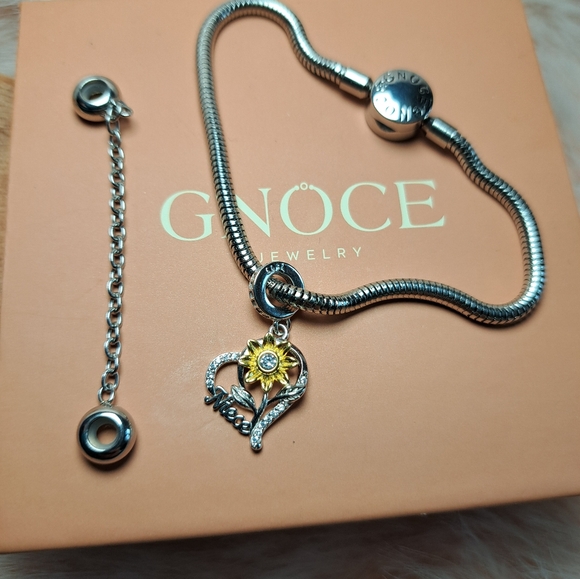 Gnoce bracelet with 925 silver Niece dangle charm and safety chain - Picture 5 of 7